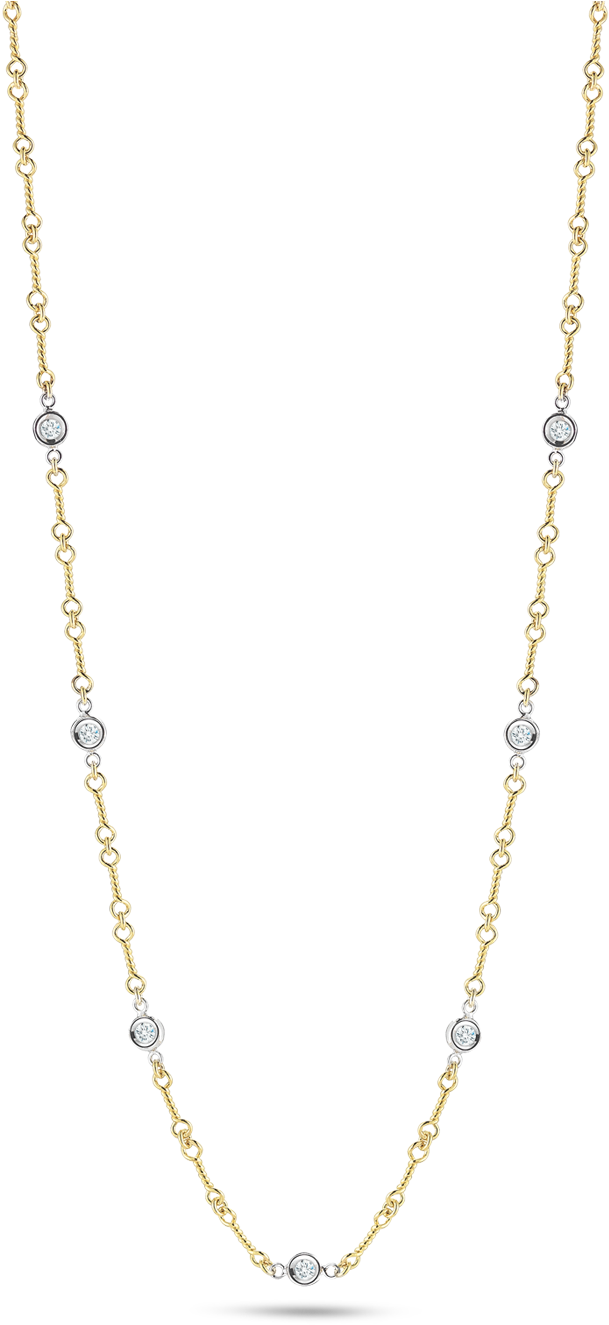 Elegant Gold Diamond Station Necklace PNG