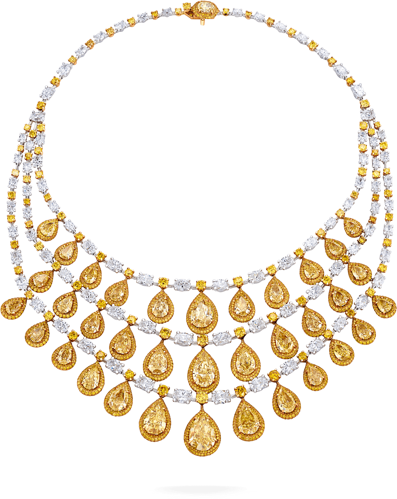 Elegant Gold Diamond Teardrop Necklace PNG