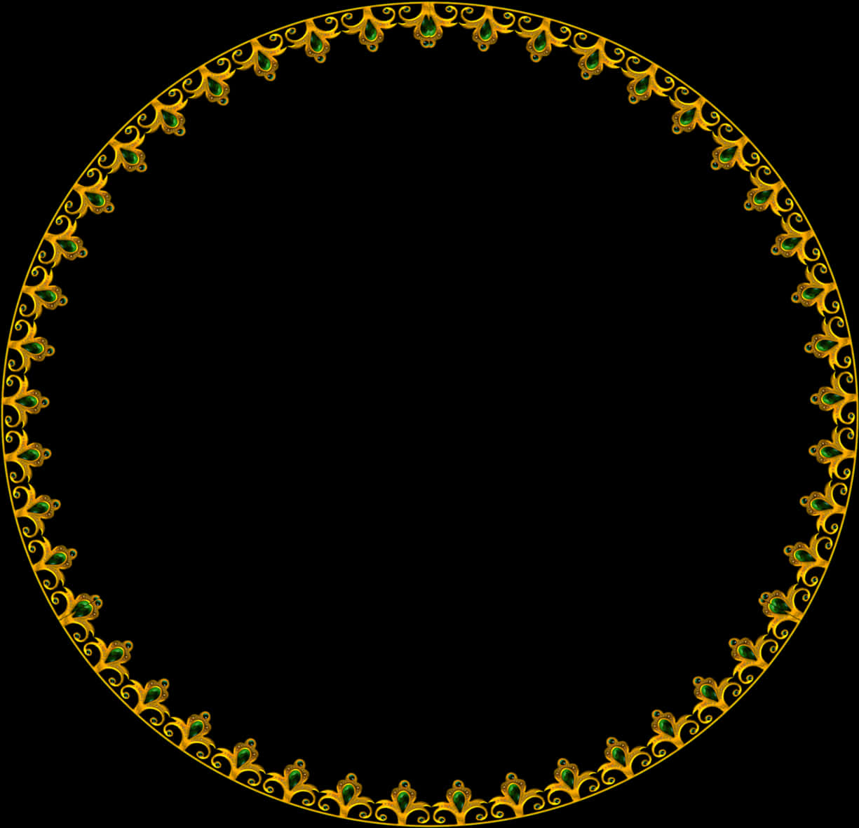 Elegant Gold Floral Circle Frame PNG