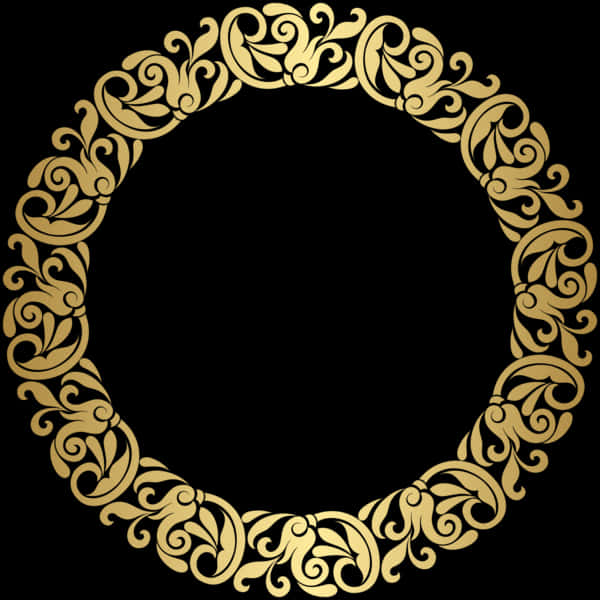 Elegant Gold Floral Frame PNG