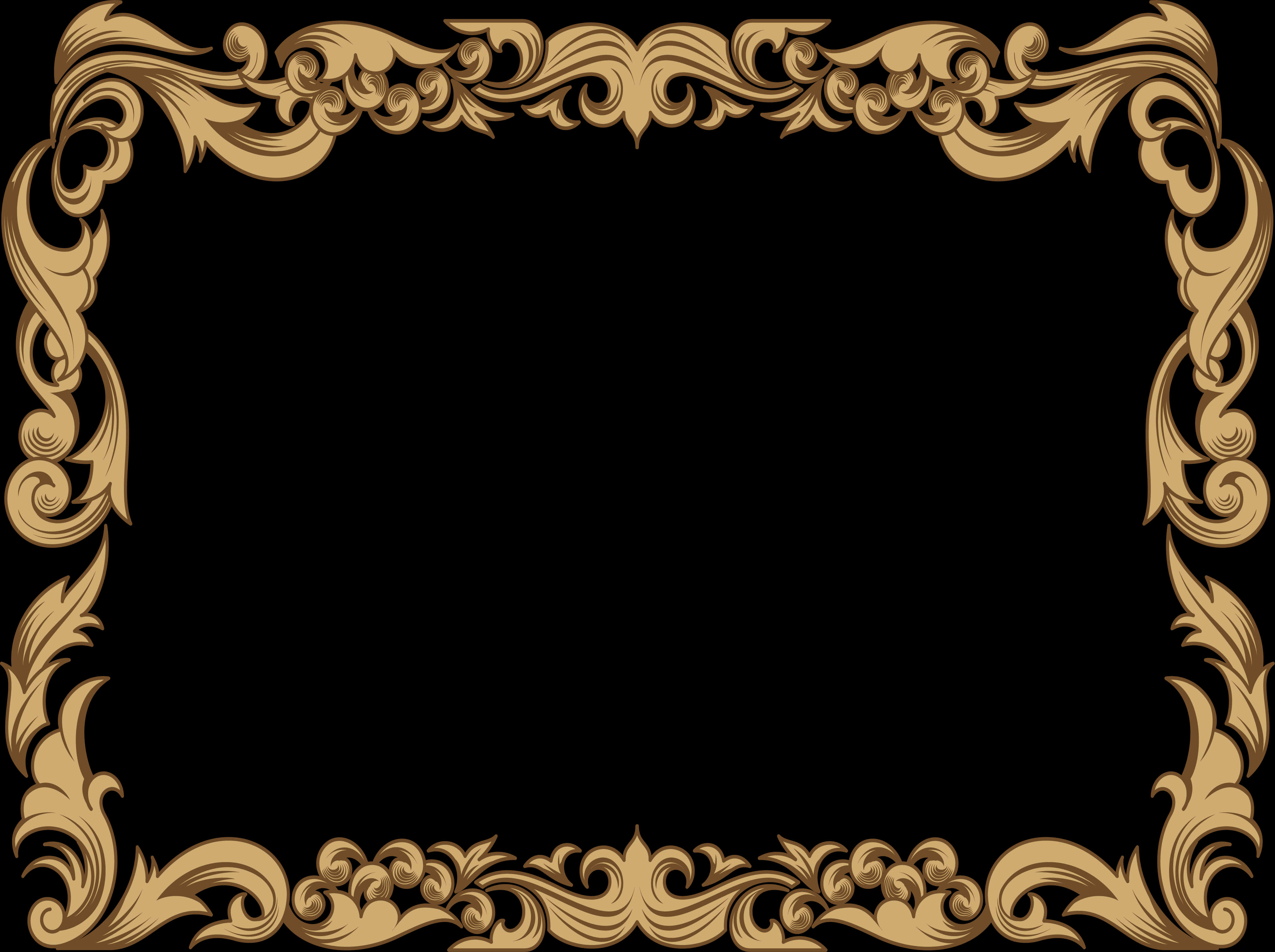 Elegant Gold Floral Frame PNG