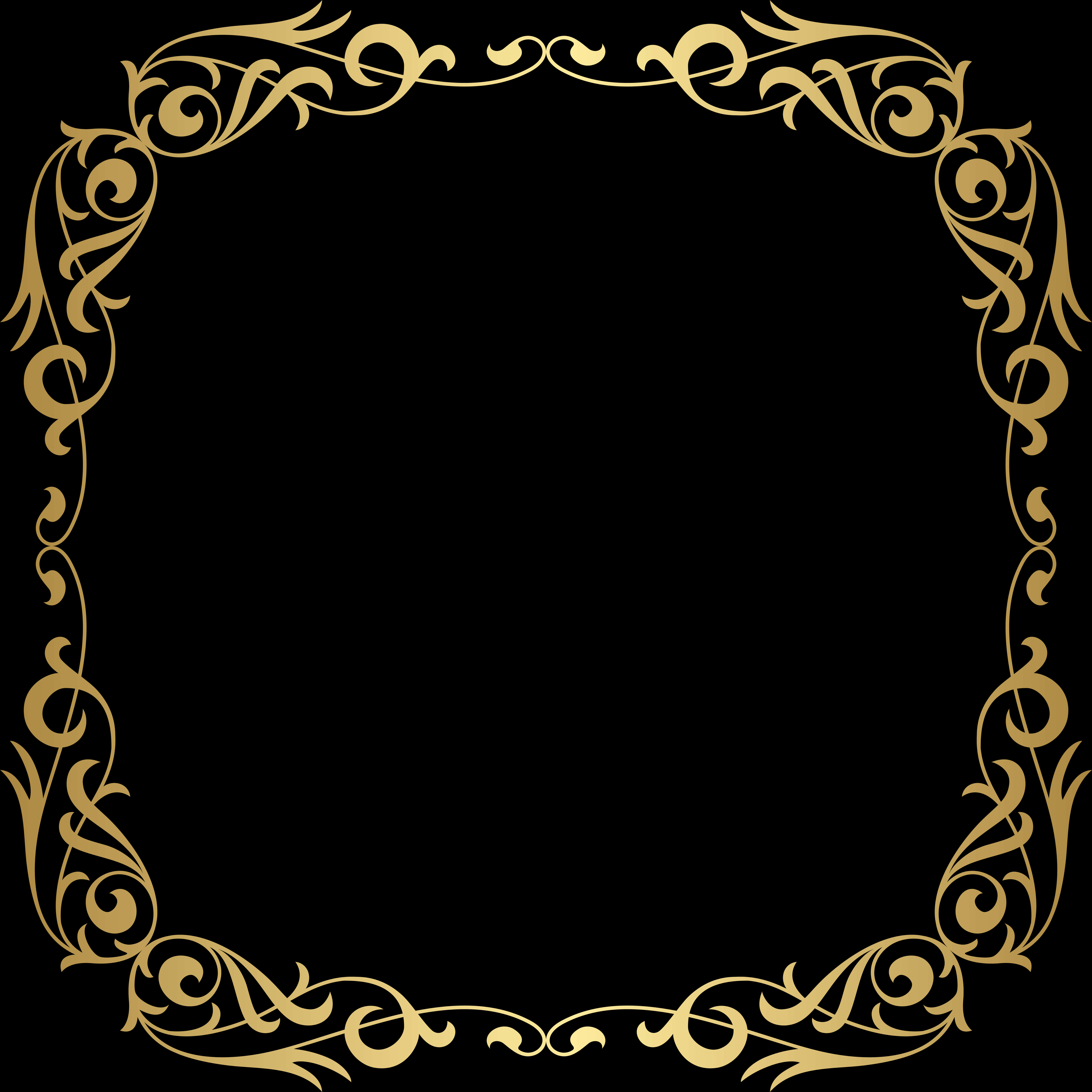 Elegant Gold Floral Frame PNG