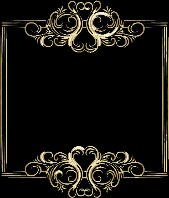 Elegant Gold Floral Frame PNG