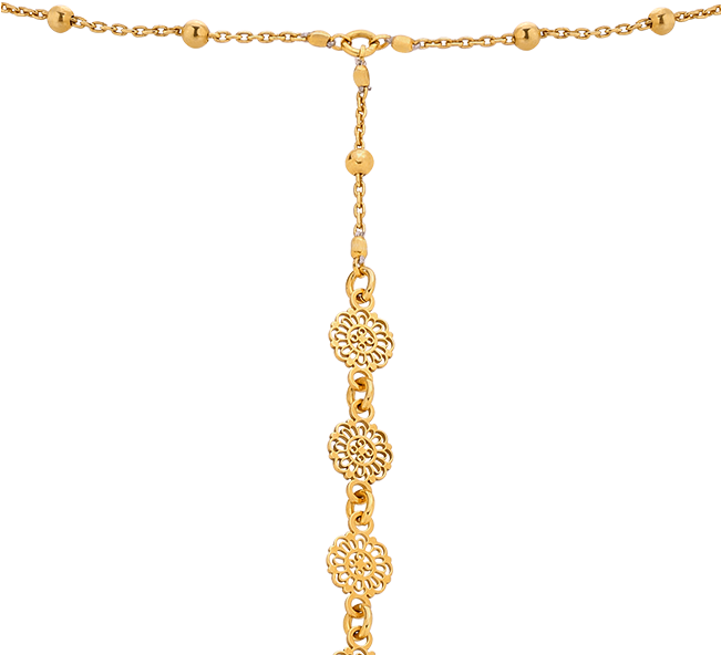 Elegant Gold Floral Necklace Chain PNG
