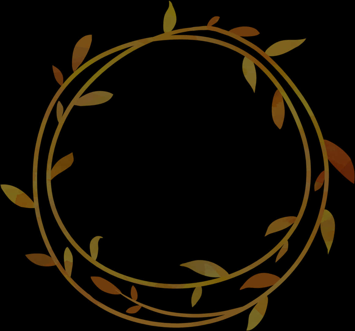 Elegant Gold Leaf Circle Frame PNG