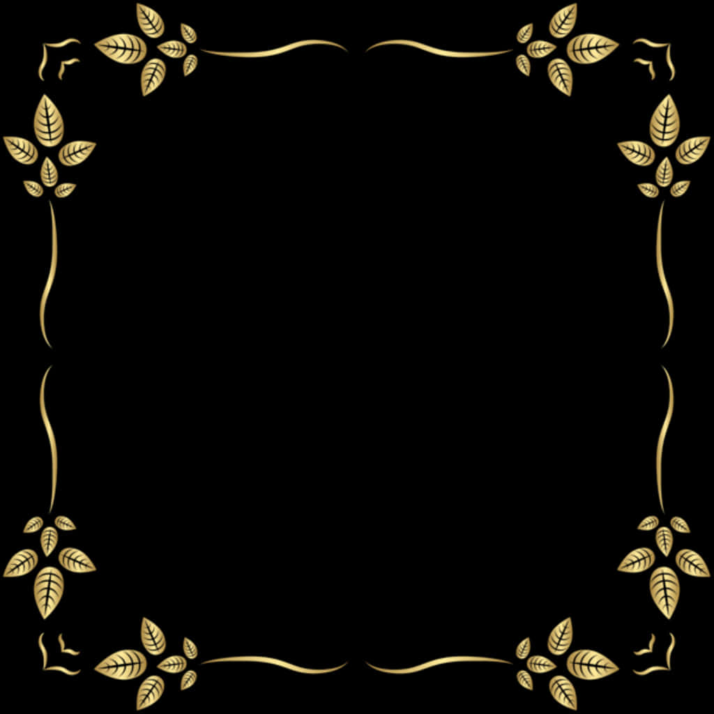 Elegant Gold Leaf Design Border PNG