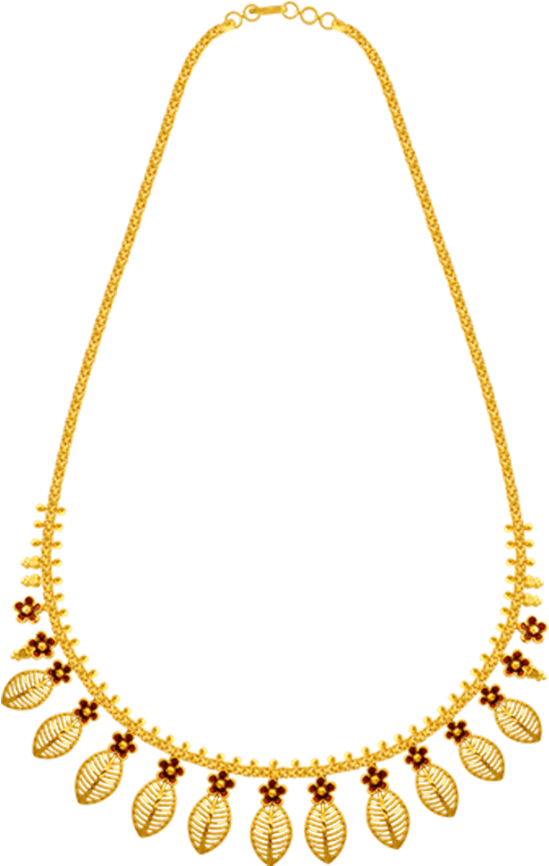 Elegant Gold Necklace Design PNG