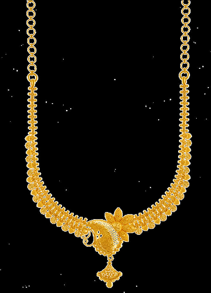 Elegant Gold Necklace Design PNG