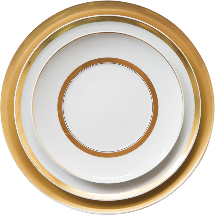 Elegant Gold Rimmed Dinner Plates PNG