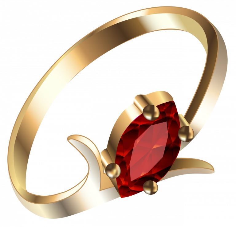 Elegant Gold Ringwith Red Gemstone PNG