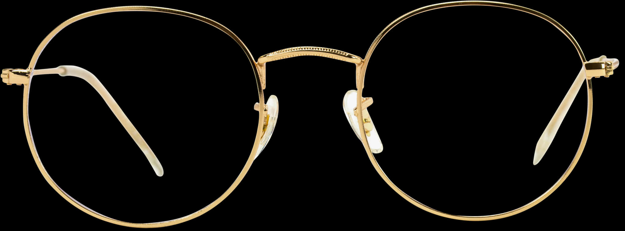 Elegant Gold Round Eyeglasses Isolated PNG
