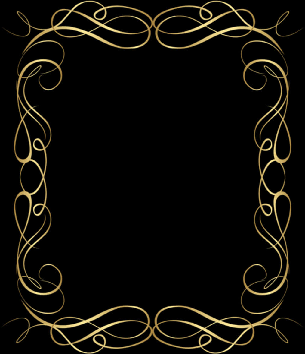 Elegant Gold Scroll Frame PNG