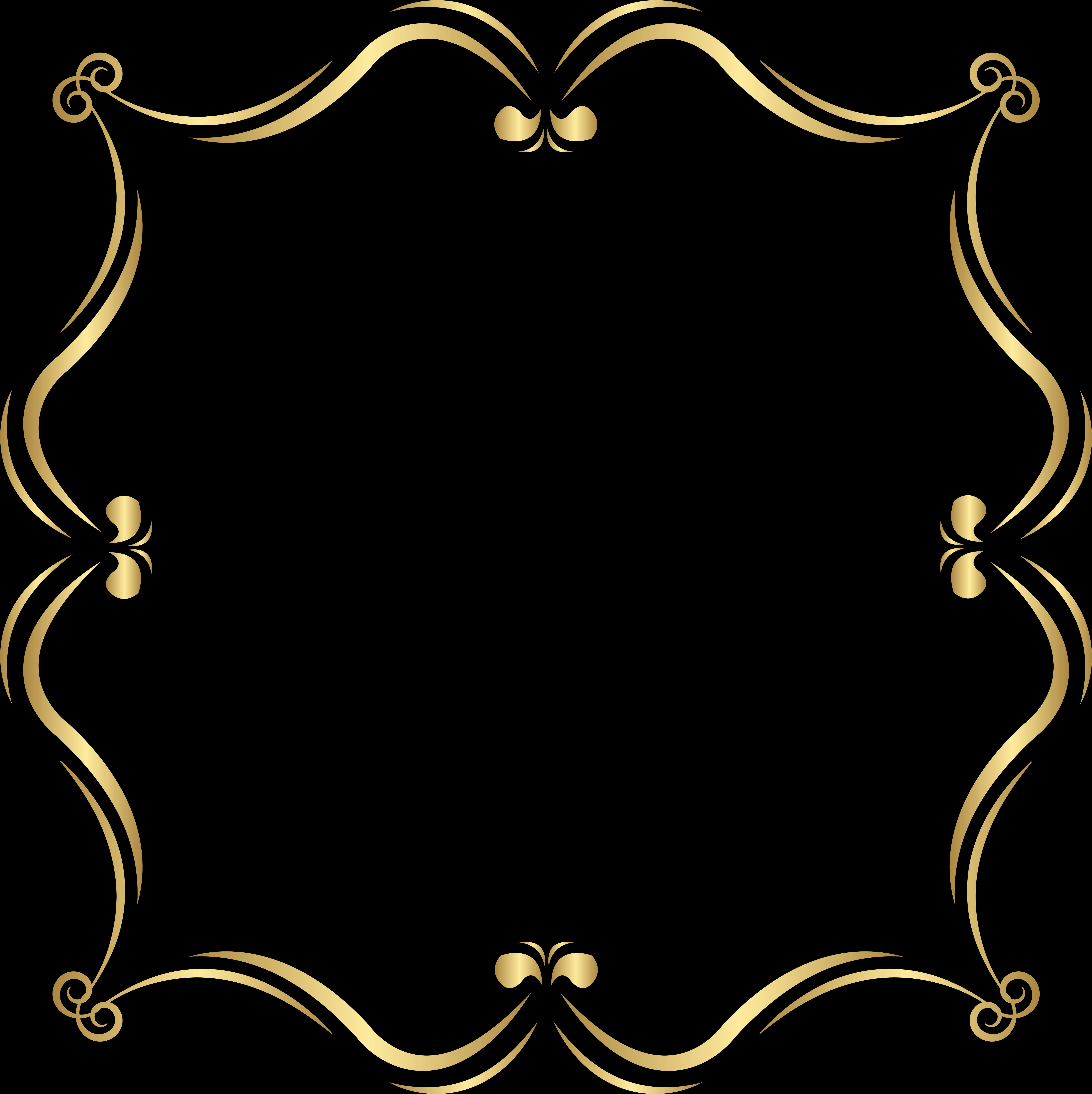 Elegant Gold Scroll Frame PNG