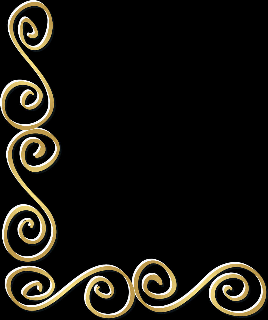Elegant Gold Swirls Border Design PNG