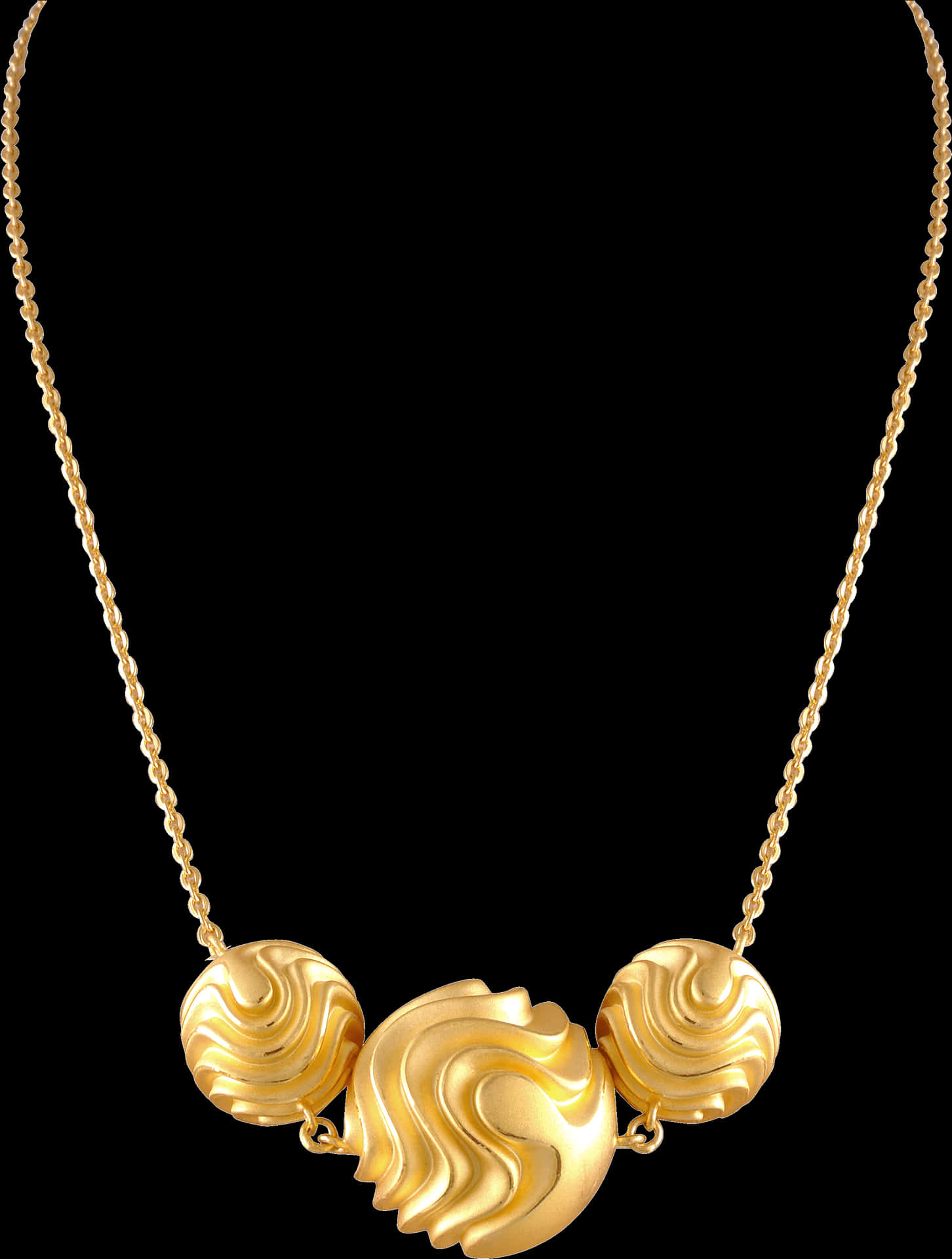 Elegant Gold Wave Pendant Necklace PNG