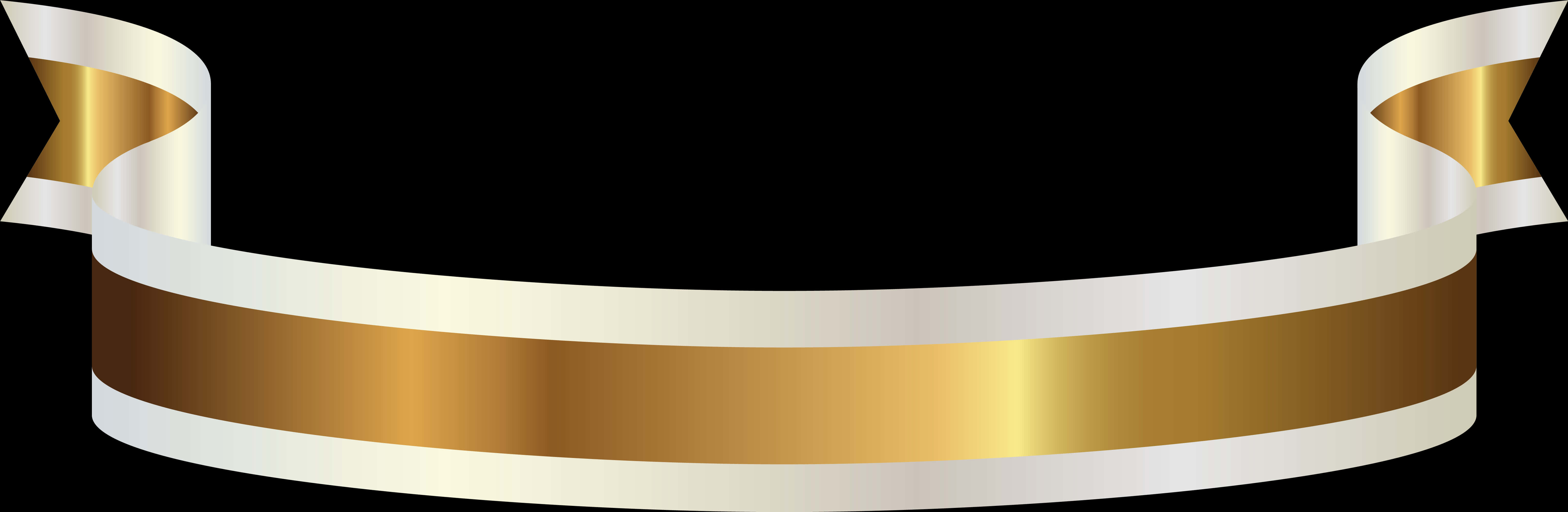 Elegant Goldand White Ribbon Banner PNG
