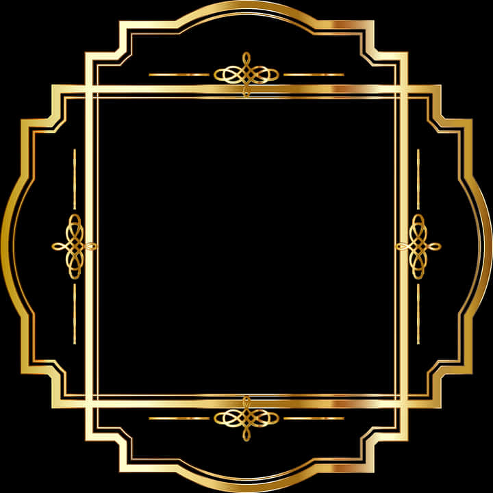 Elegant Golden Art Deco Frame PNG