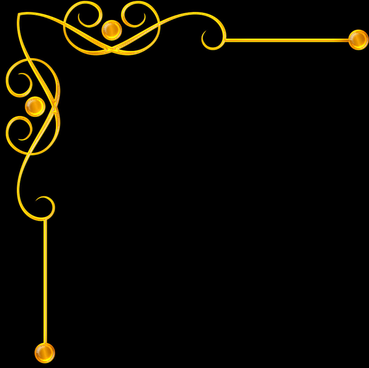 Elegant Golden Corner Border Design PNG