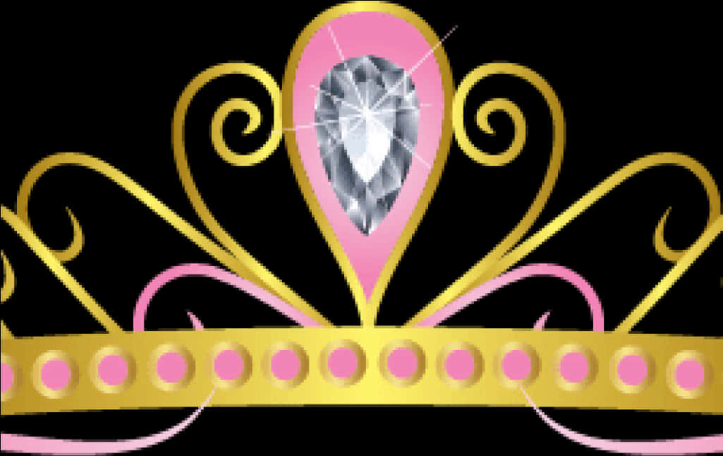 Elegant Golden Crownwith Pink Gemstone PNG