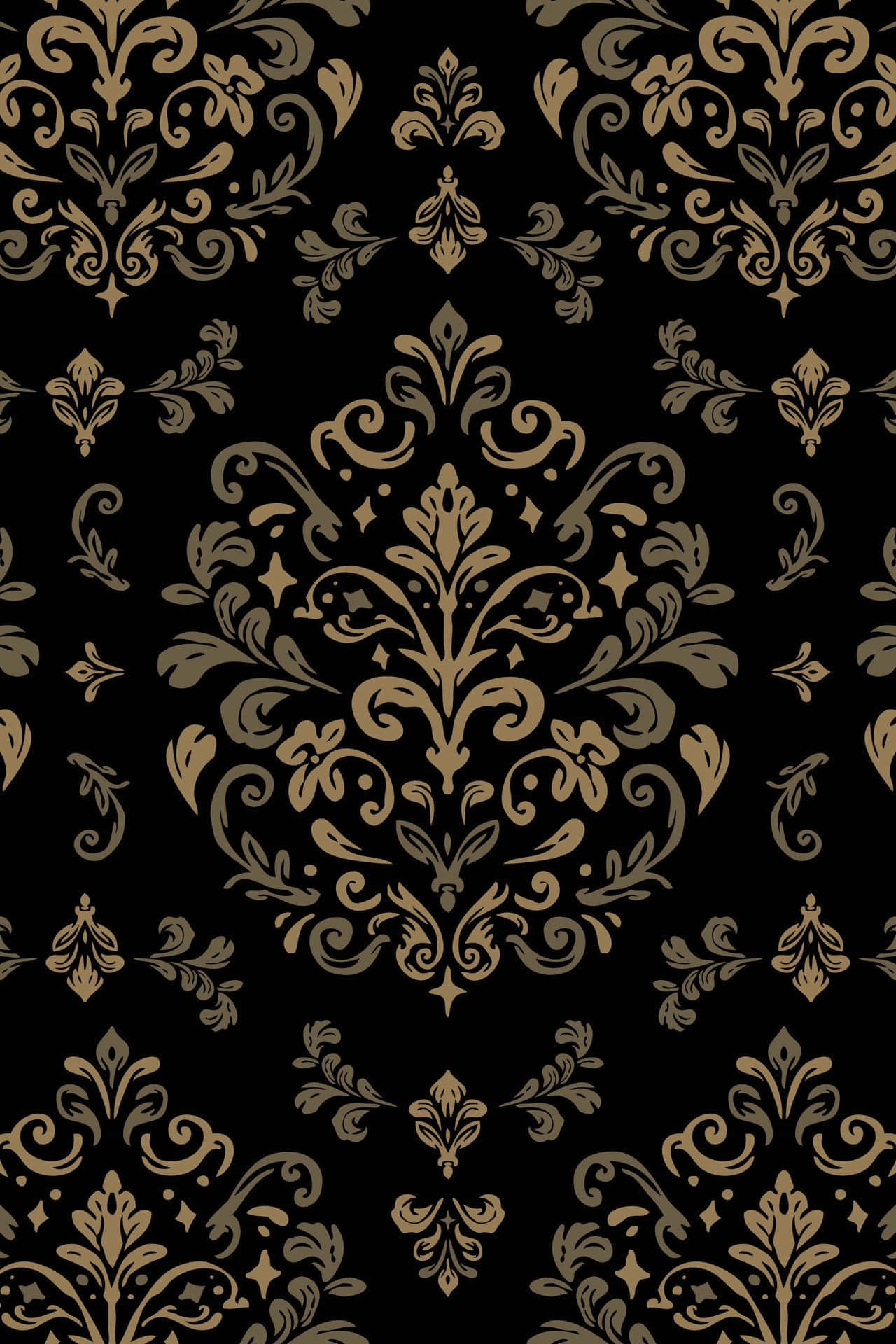 Elegant Golden Damask Pattern Wallpaper