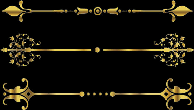 Elegant Golden Decorative Lines PNG