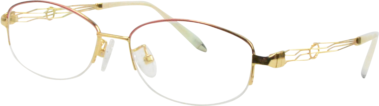 Elegant Golden Eyeglasses PNG