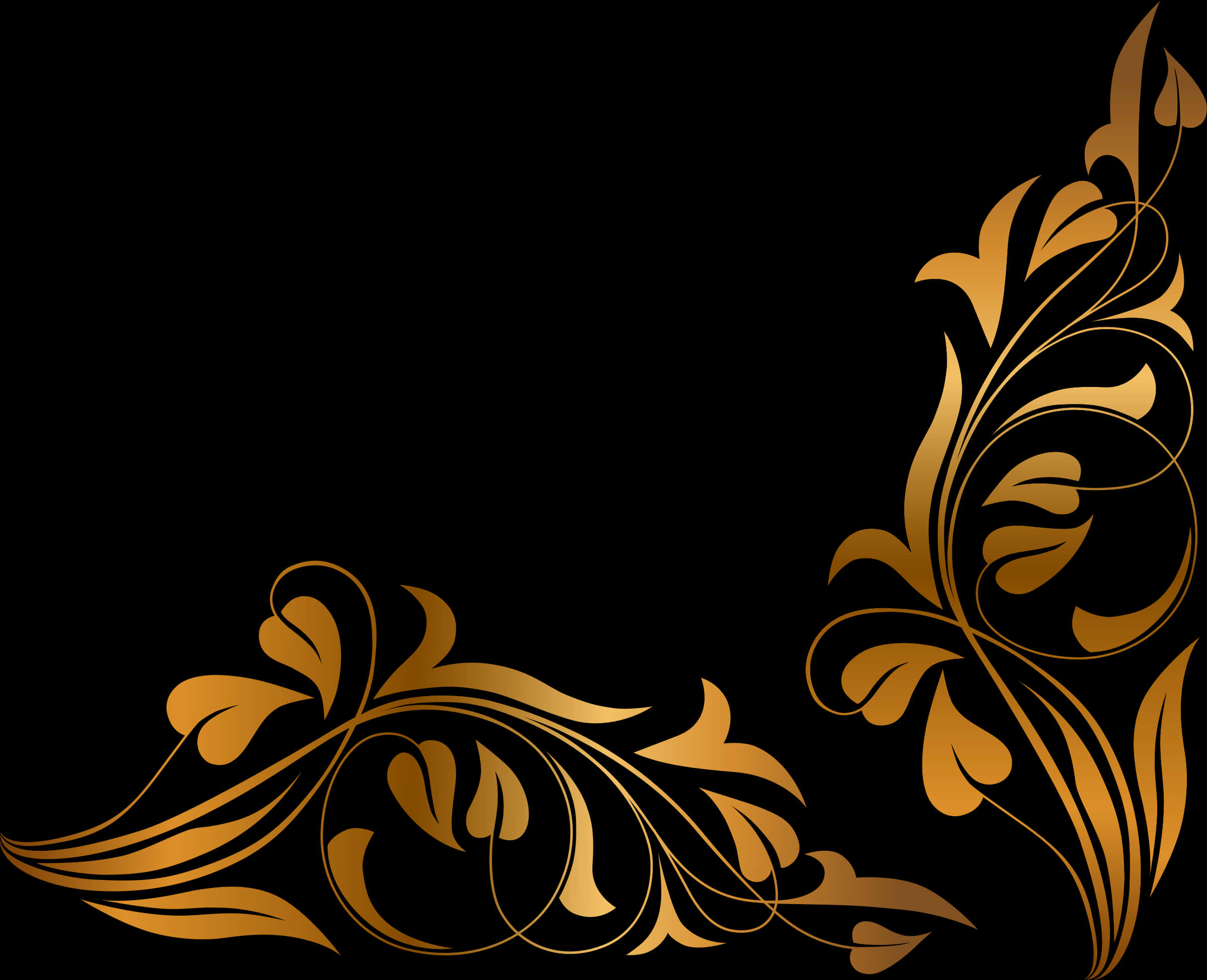 Elegant_ Golden_ Floral_ Border_ Design PNG