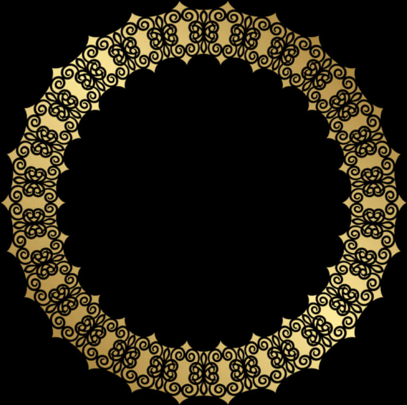 Elegant Golden Floral Border PNG