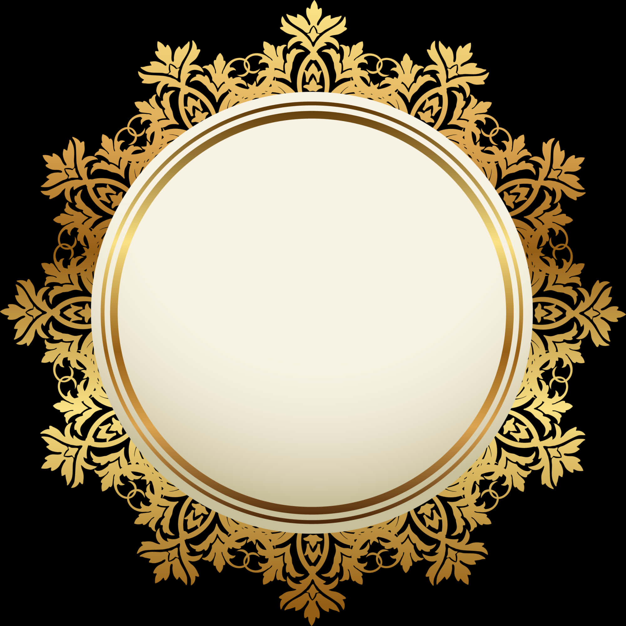 Elegant Golden Floral Frame PNG