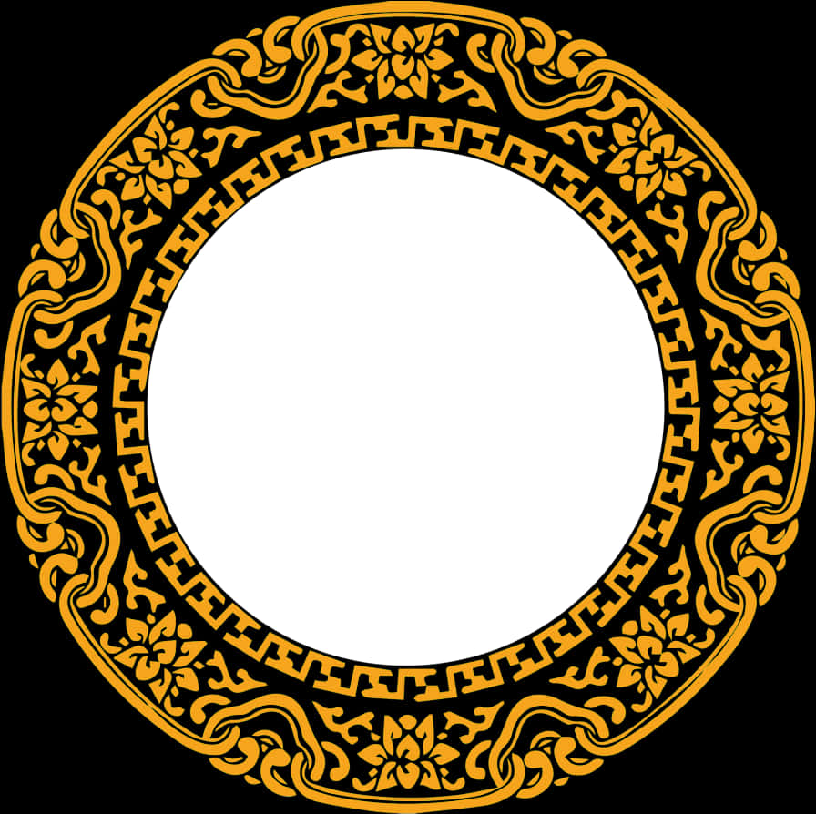 Elegant Golden Floral Frame PNG