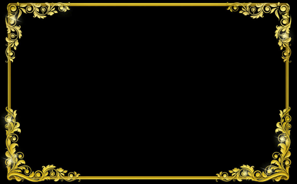 Elegant Golden Floral Frame PNG