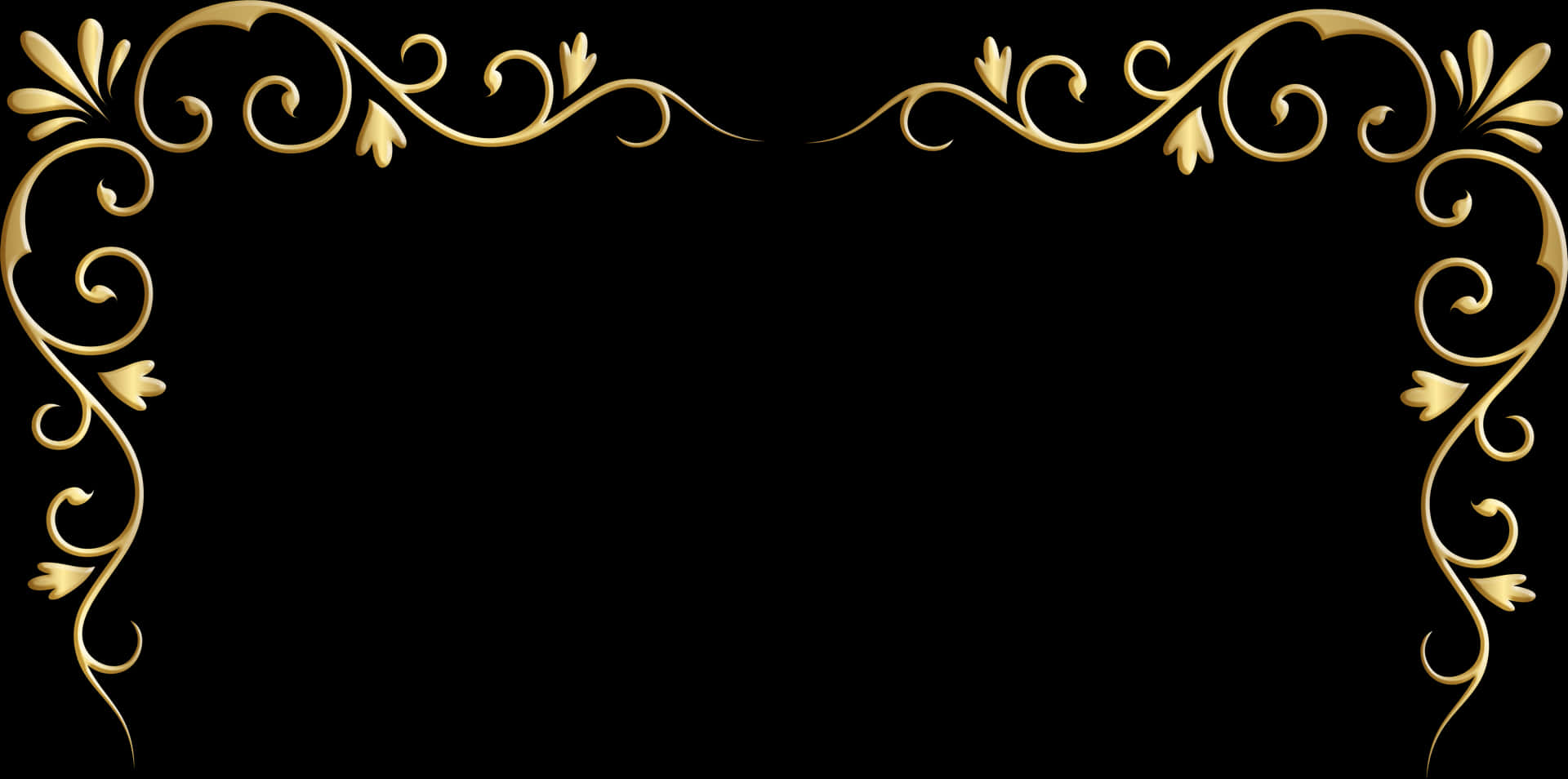 Elegant Golden Floral Frame Border PNG