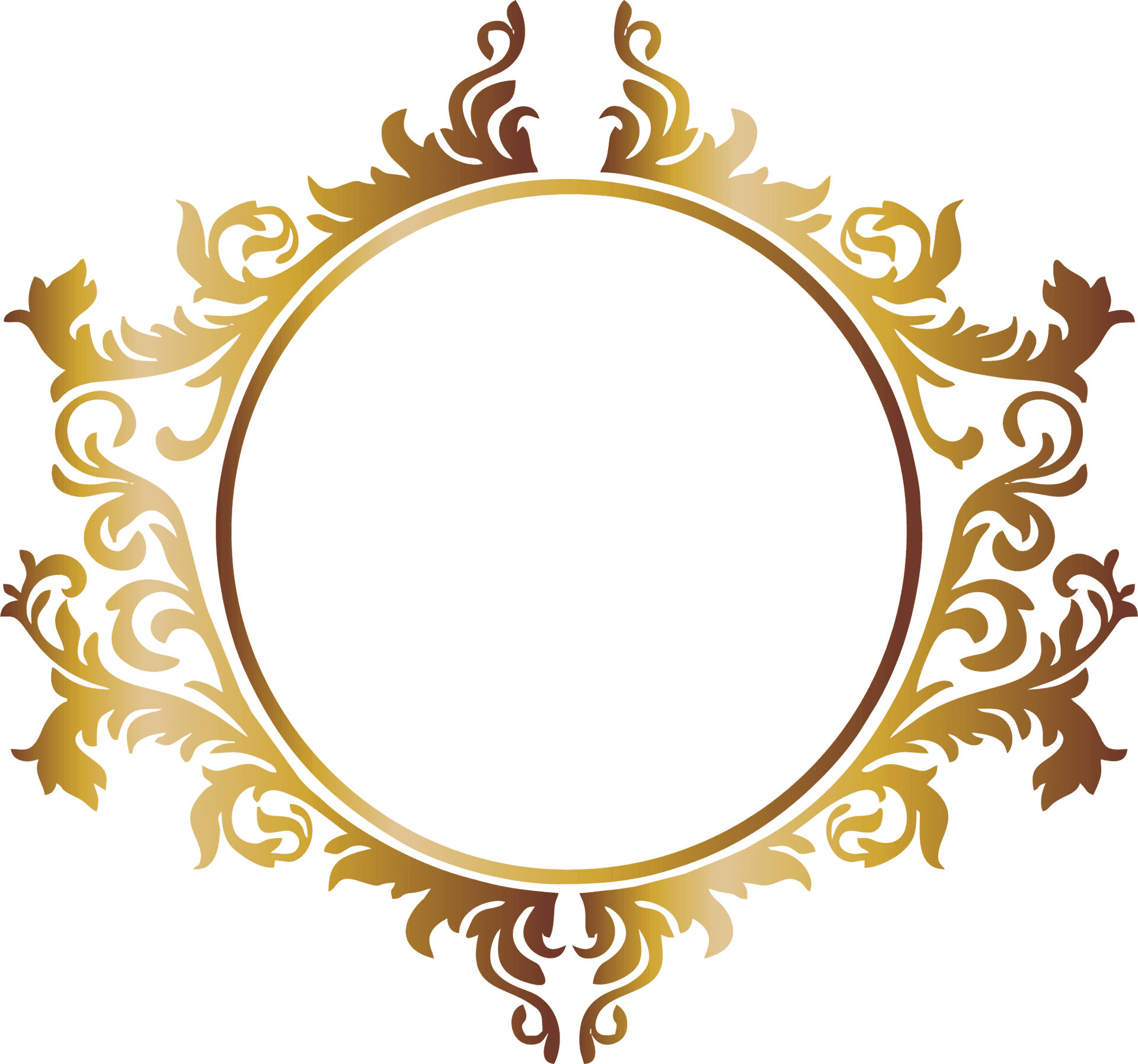 Elegant Golden Floral Frame Clipart PNG