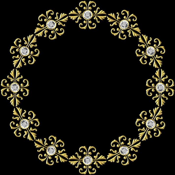 Elegant Golden Floral Frame PNG