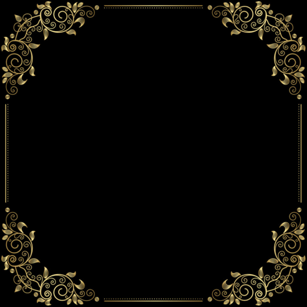 Elegant Golden Floral Frame PNG