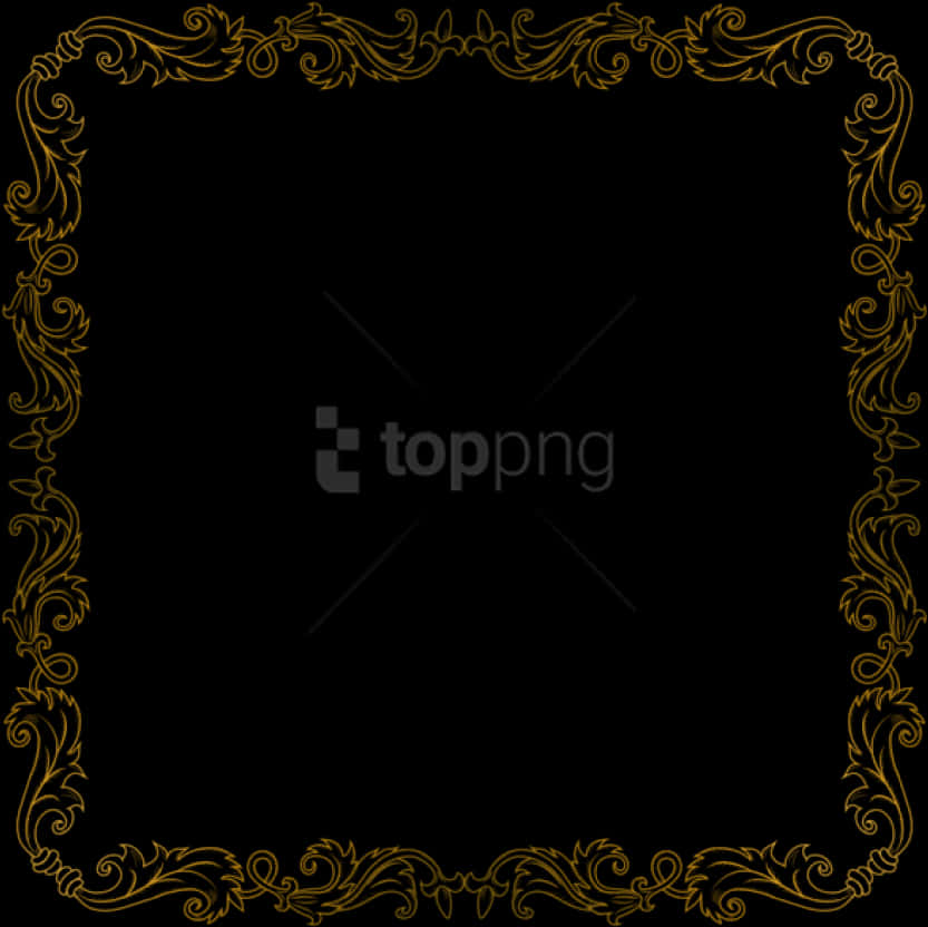 Elegant Golden Floral Frame PNG