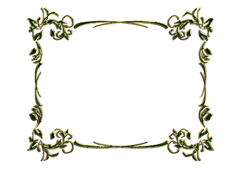 Elegant Golden Floral Frame PNG