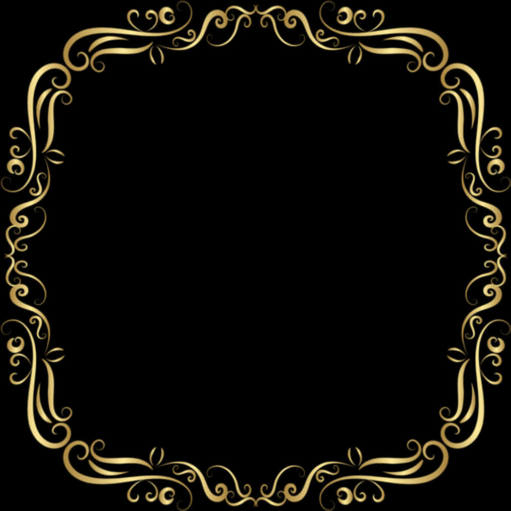 Elegant Golden Floral Frame PNG