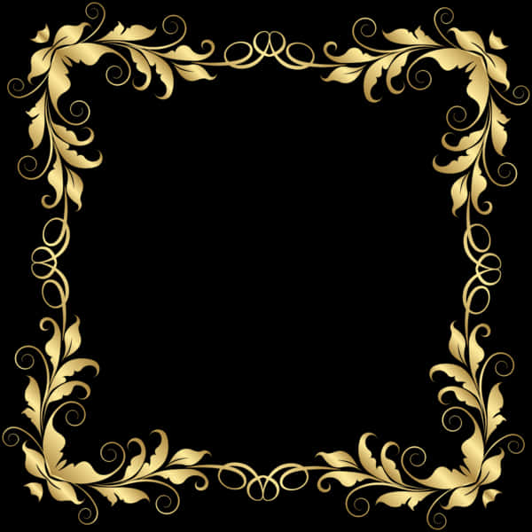 Elegant Golden Floral Wedding Frame PNG