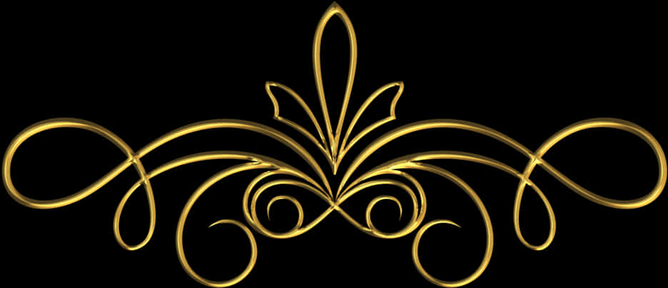 Elegant Golden Flourish Border PNG