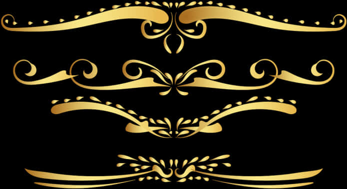 Elegant Golden Flourishes Border Design PNG