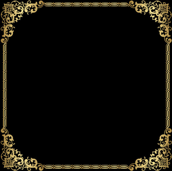 Elegant Golden Frame Design PNG