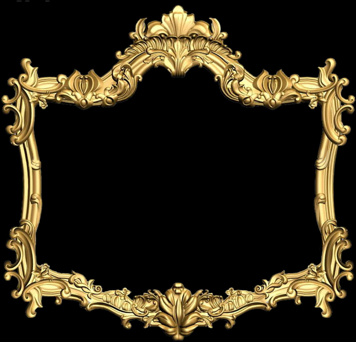 Elegant Golden Frame Design PNG