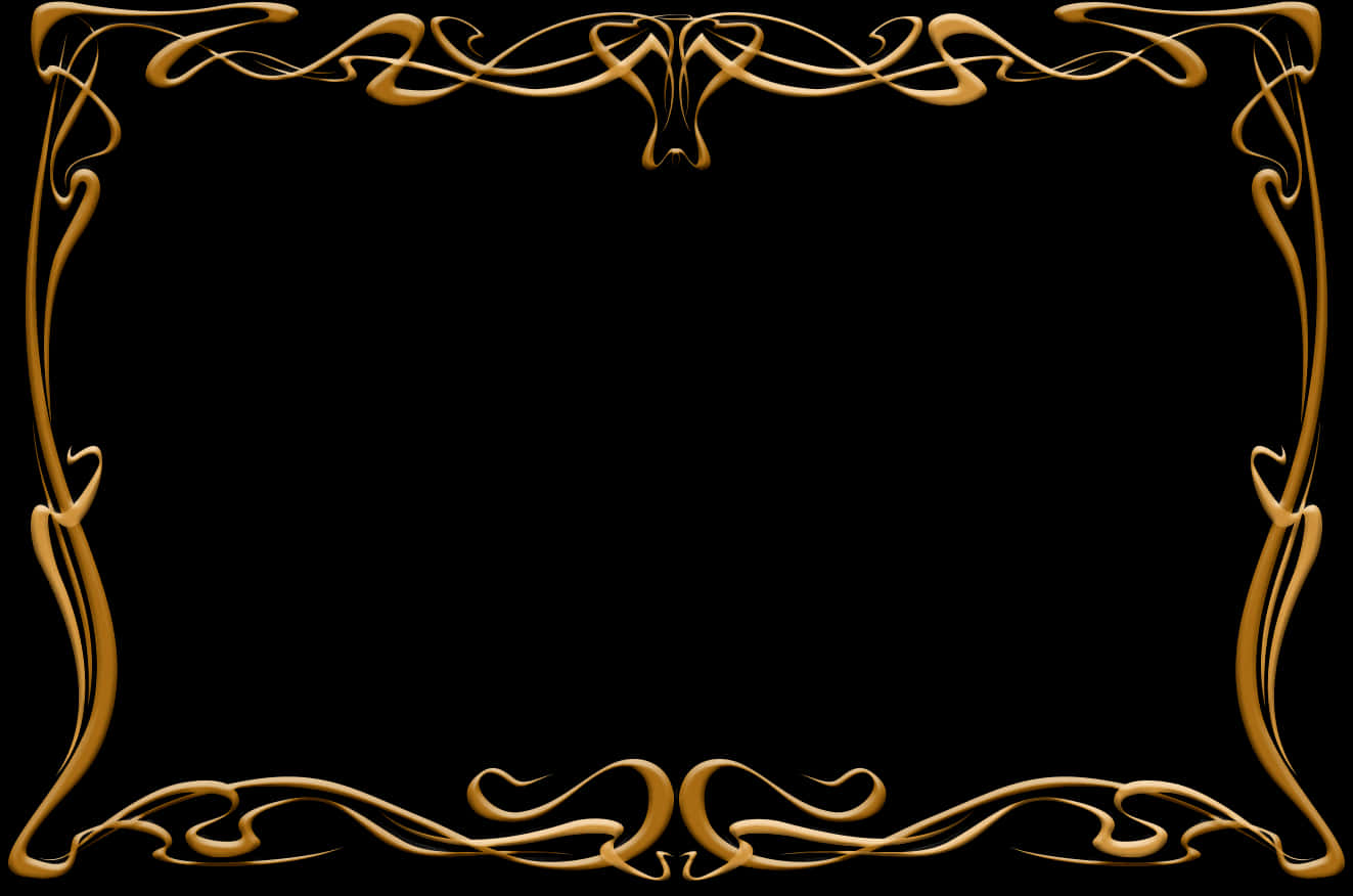 Elegant Golden Frameon Black Background PNG