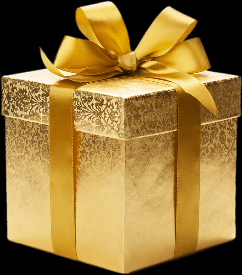 Elegant Golden Gift Box PNG