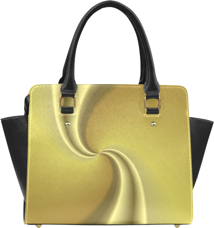 Elegant Golden Handbagwith Black Trim PNG