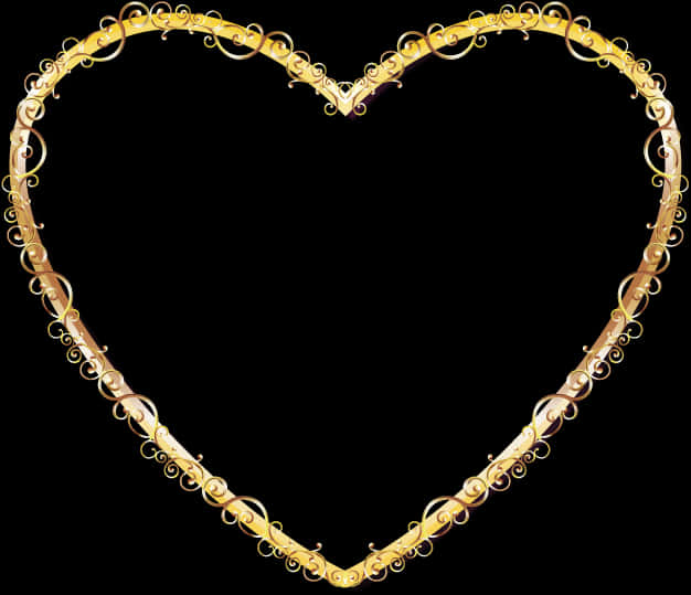 Elegant Golden Heart Frame PNG