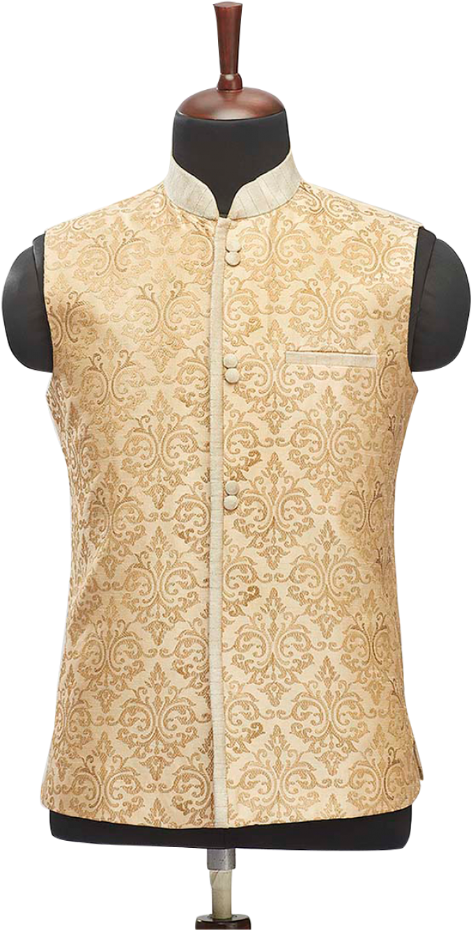 Elegant Golden Kurta Vest PNG