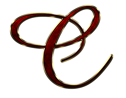 Elegant Golden Letter E Design PNG