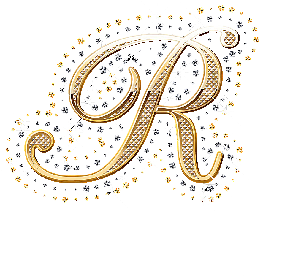 Elegant Golden Letter R Snowflake Design PNG